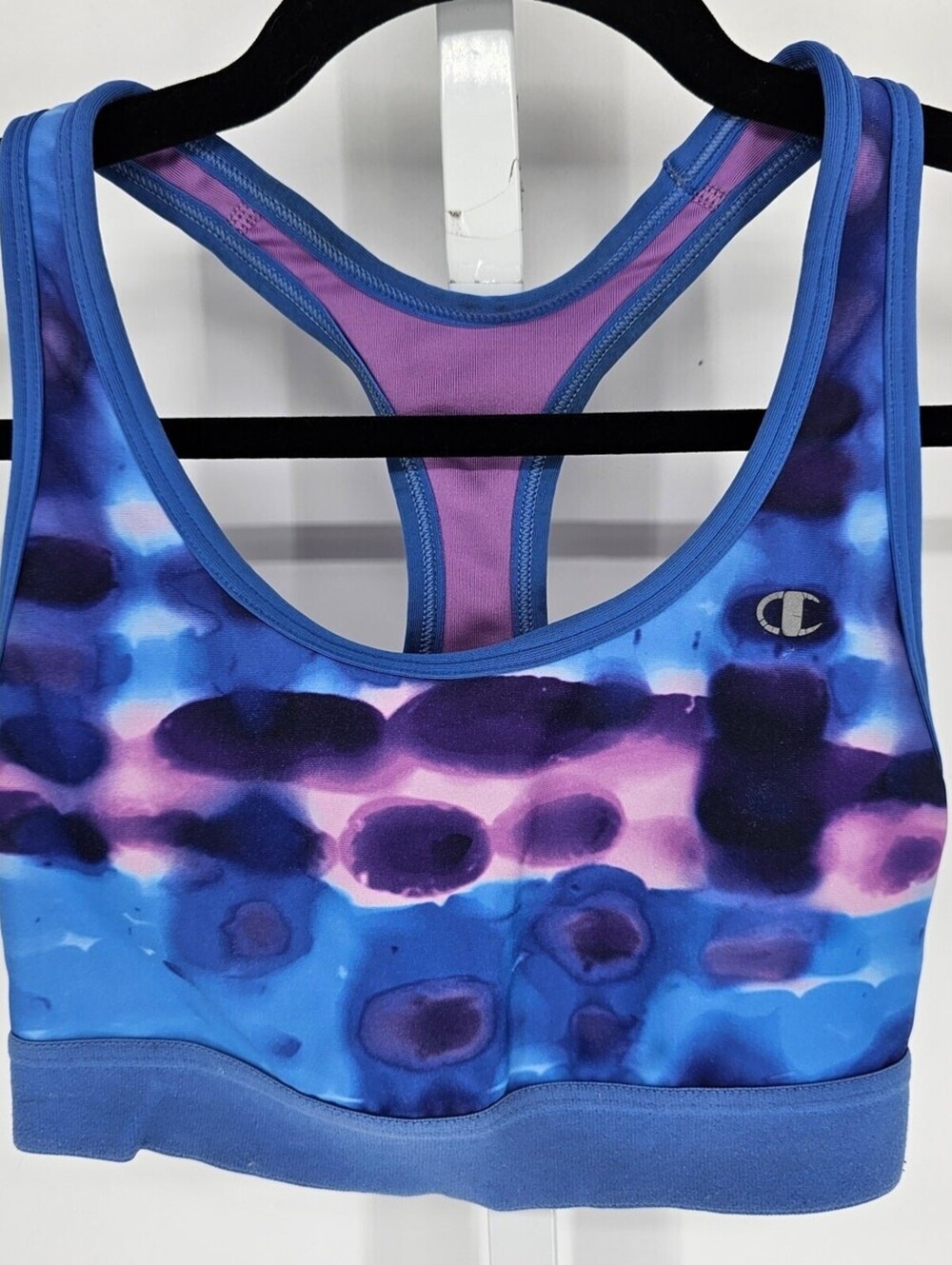 Champion Womens Sz S Medium Support Racerback Sports Bra Purple Tie Dye